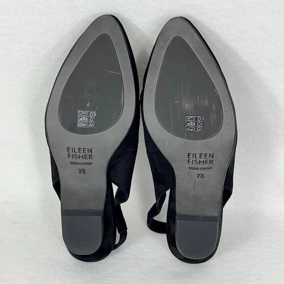 Eileen Fisher Gatwick Nubuck Slingback Pumps Preppy Old Money Minimalist 7.5M - Picture 8 of 9